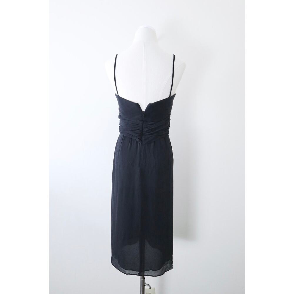 Pianoforte di MaxMara Size 6 Silk Chiffon Draped Mini Dress Slit Leg Black - Picture 9 of 14